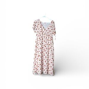 Madewell tie-sleeve ruffle- waist midi Dress in countryside blooms bohemian Sz10